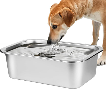 Ohtomber 1.25 Gallons Stainless Steel Dog Bowl, Big Pet Water & Food Bowl | No Spilling, Outdoor Feeder Dish Plate, for Indoor & Outdoor Feeding, Fits Big & Extra Large Dogs, Cats & All Pets10