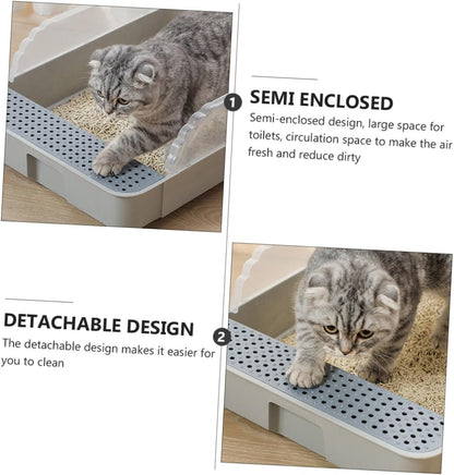 ERINGOGO Semi-Closed Cat Litter Box Potty with Detachable Anti-Splash Durable Pan Small Gray for Kitten Toilet and Cat Housebreaking6