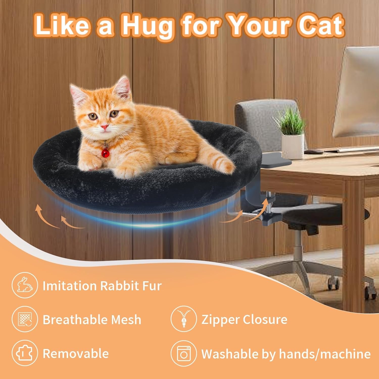cat-desk-bed-ergonomic-cat-desk-perch-clamp-for-remote-workers-quality-desktop-suspended-cats-bed-rotating-cats-hammock-desk-with-removable-cover-cat-bed-hold-up-to-50lbs