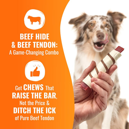 GOOD 'N' FUN Triple Flavor Wraps with Beef Tendon Chews, High-Protein Dog Treat for All Adult Dogs, Made with Real Beef Hide, Chicken & Beef Tendon, 8 Count5