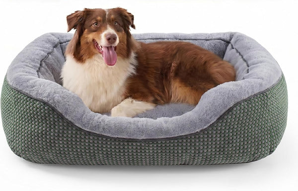 INVENHO Medium Dog Beds for Medium Dogs Washable, Rectangle Dog Bed Medium Size Dog, Orthopedic Dog Bed, Warming Soft Calming Sleeping Puppy Bed Durable Pet Bed with Anti-Slip Bottom M(30"X24"X9")38