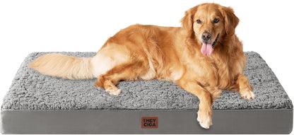 EHEYCIGA Orthopedic Dog Bed Large with Removable Washable Cover,Grey,41X27 | Egg Crate Foam Support,Durable Oxford Fabric,Non-Slip Bottom,Machine Washable,Soft Waterproof Plush Pet Bed Mat for Crate86