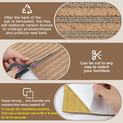 Natural Cork-Cat Scratch Pad-Cat Scratch Mat Rug-Avoid Cat Couch Protector-Cat Scratch Furniture Protector for Post/Sofa/Floor-Indoor Wall Scratchers-Cat Scratching Carpets-Stretching-Kitty Gifts6