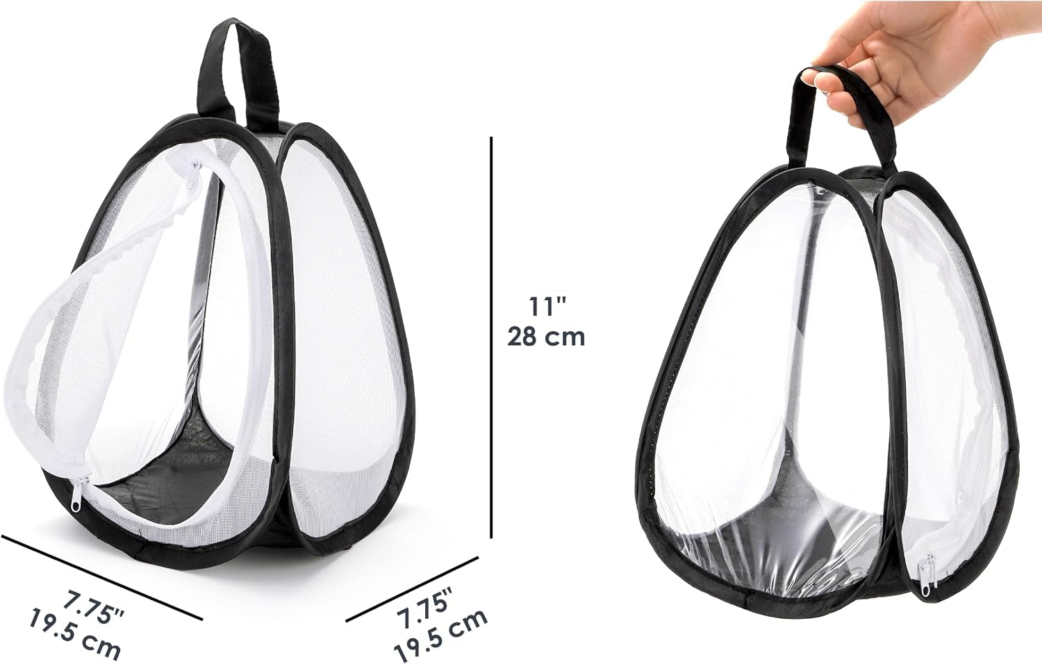 kingrol-2-pack-collapsible-insect-butterfly-habitat-cage-pop-up-mesh-butterfly-rearing-enclosure-with-clear-viewing-window-zipper-access-polyester-base-7-75-x-7-75-x-11-inch