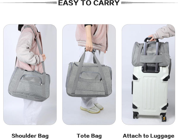 Fluffydream Pet Travel Carrier Soft Sided Portable Bag for Cats, Small Dogs, Kittens or Puppies, Collapsible, Durable, Airline Approved, Travel Friendly (Grey, 17.0" L X 10.0" W X 11.0" H) (Grey)6