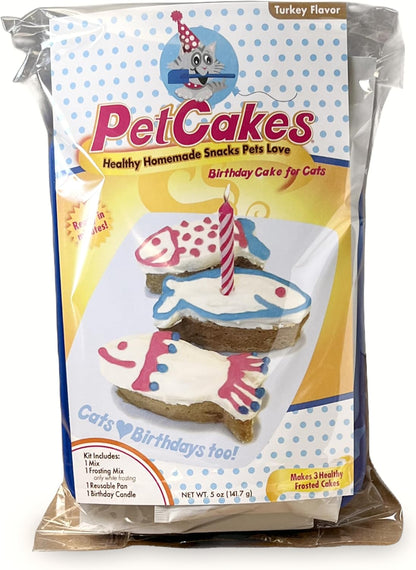 Petcakes Cat Birthday Cake Kit - All Natural Treats - Kitten & Cats Turkey Flavor Cat Food - 5.5 Oz1