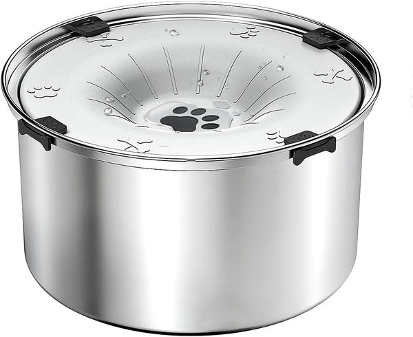 SCHITEC No Spill Dog Water Bowl for Large Dogs, 5.6L / 1.5 Gallon Stainless Steel Splash-Proof Slow Drinking Pet Dish with Floating Disk & Non-Slip Base, Mess-Free Design for Home or Travel-Gray8