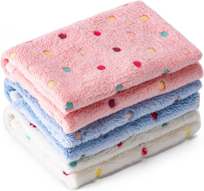 1 Pack 3 Blankets Super Soft Fluffy Premium Fleece Pet Blanket Flannel Paw Printed Throw for Dog Puppy Cat (Small 23X16'', Brown, Pink, White)9