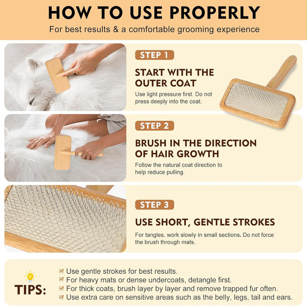 Slicker Brush for Dogs & Cats, Dog & Cat Brush for Shedding & Grooming | Deshedding Tool, Loose Fur Removal, Undercoat Removal, Gentle Coated Tips, Air-Cushion Pad, Long & Short Hair Pet, Detangling5