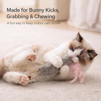 3 Pack Rabbit Fur Catnip Toys with Feathers – Interactive Carrot Cat Toys with Galls Fruit for Indoor Cats and Kittens3