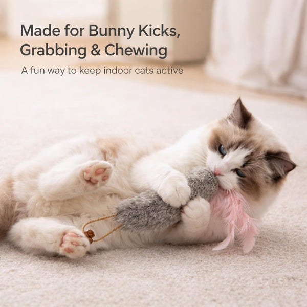 3 Pack Rabbit Fur Catnip Toys with Feathers – Interactive Carrot Cat Toys with Galls Fruit for Indoor Cats and Kittens3