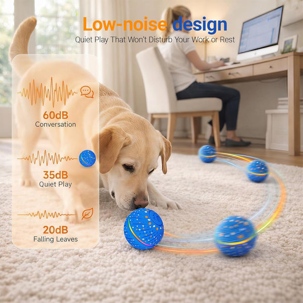 Interactive Dog Ball Toy for Small Medium Dogs – Automatic Rolling, Bouncing & Moving Dog Toy with LED Lights, 2-In-1 Fetch Toy, Durable E-TPU, USB Rechargeable (2.8” Blue)6