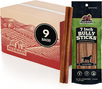Redbarn Premium Bully Sticks for Dogs - 7 Inch, 6 Count - Long Lasting, Rawhide-Free, Slow Roasted, Low Odor & Highly Digestible, Single Ingredient Chews & All-Natural Dental Treats for Chewers23