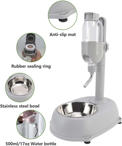 2 in 1 Pet Standing Water Dispenser, 500Ml Pet Water Dispenser with Stand, Height Detachable Pet Standing Water Dispenser Bowl for Cat, Rabbit, Golden Hamster, 11 X 7.7 X 15.4In5