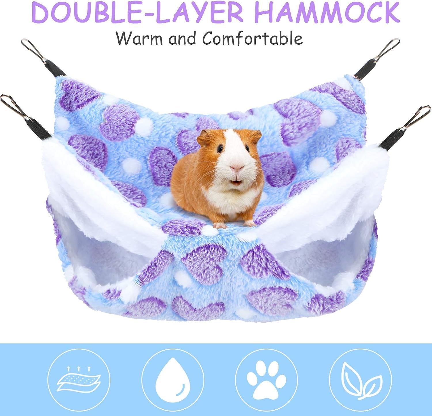 boao-2-pcs-guineas-pig-rat-hammock-guinea-pig-hamster-ferret-hanging-hammock-guinea-pigs-accessories-for-small-animals-chinchilla-parrot-sugar-glider-ferret-squirrelpurple-coffee-heart-pattern