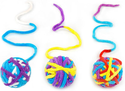 CHIWAVA 6 Pack 20" Woolen Yarn Cat Toys Ball with Bell 2" Large Indoor Cat Toy Balls Kitten Interactive Toys9