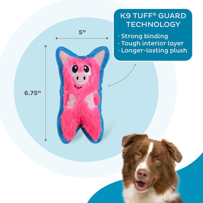 Outward Hound Durablez Minis – Squeaky Plush Dog Toy, No Stuffing for Less Mess, Interactive & Tough, Jumbo Squeaker, Puppies & Small Dogs, Pig, 6.8"3