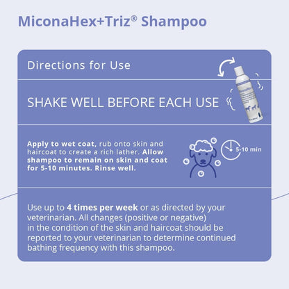 Miconahex+Triz Shampoo for Dogs, Cats and Horses, 8 Oz | Antibiofilm, Moisturizing; Packaging May Vary3