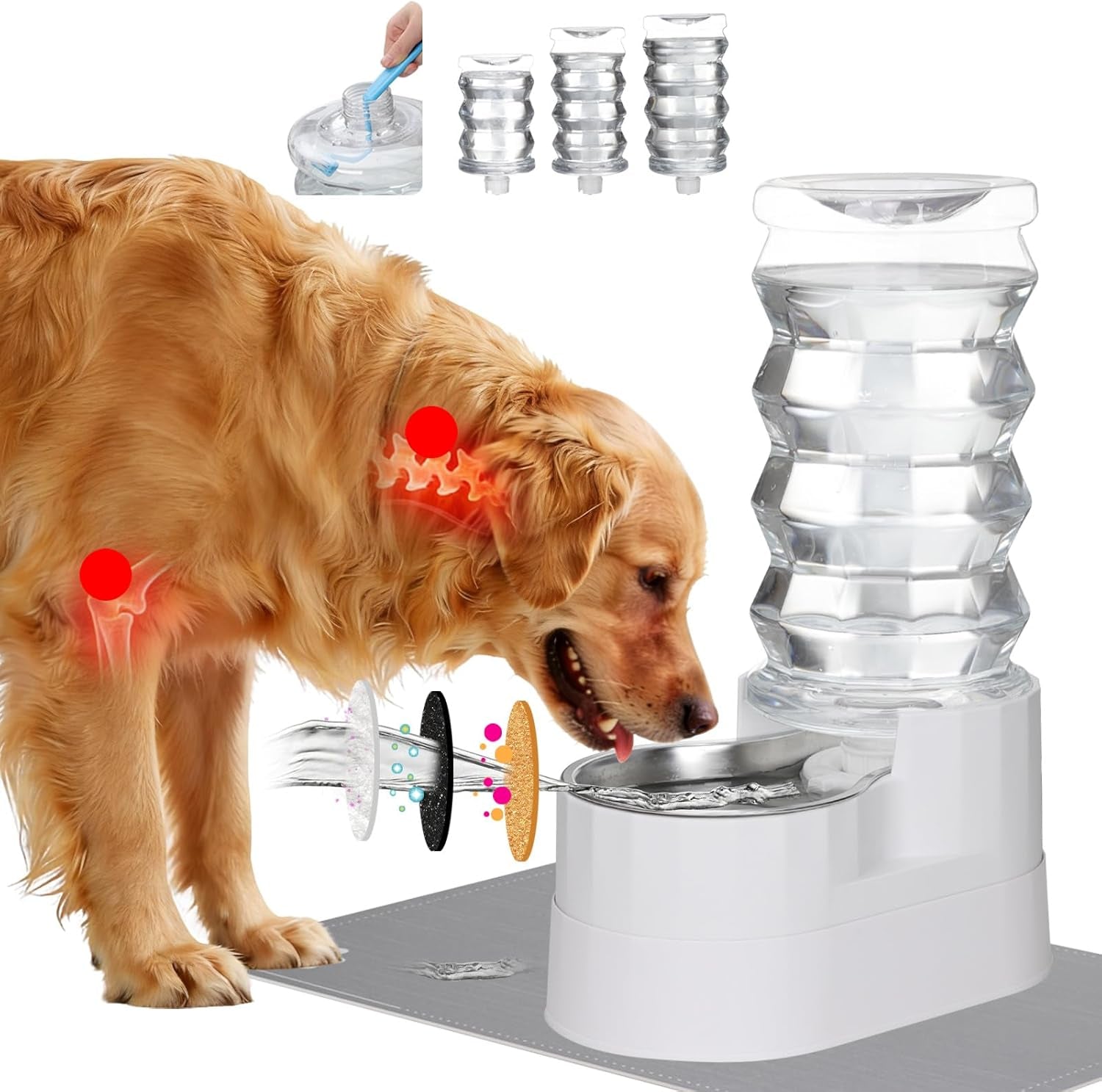 rizzari-8l-gravity-dog-water-dispenser-stainless-steel-bowl-anti-splash-wide-mouth-easy-cleaning-dishwasher-safe-no-electricity-needed-filtered-fresh-water-multi-pet-homes