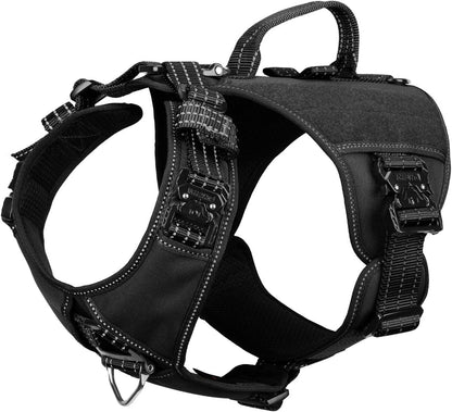 ICEFANG Quick-Moving Tactical Dog Harness for Large Dogs,No Pull Dog Vest | Control Handle,Reflective,Full Metal Buckles,Adjustable,Hook-And-Loop Panel,Soft Padded,Pink,Large12