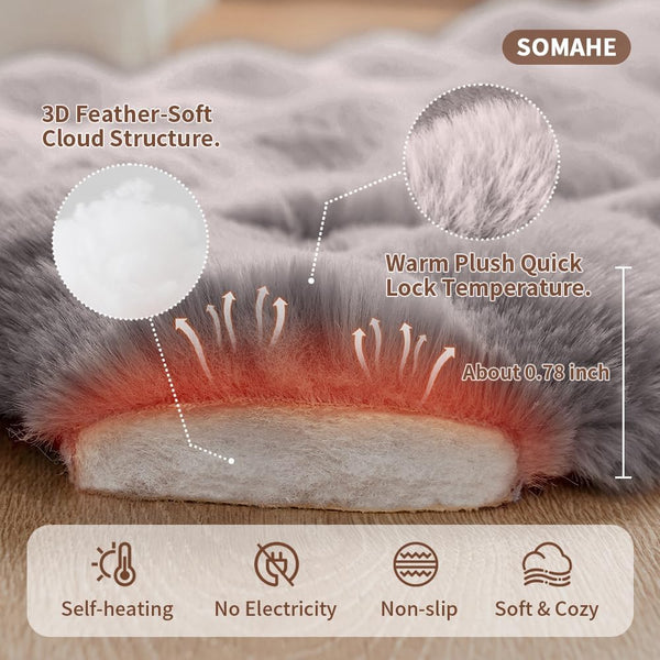 SOMAHE Cat Sleeping Bag for Indoor Cats, Faux Fur Pet Cave Bed & Burrow Nest, Reversible Plush Snuggle Sack, Portable Foldable Mat, Machine Washable, Anti-Static, 21.7"X17.7"Grey5