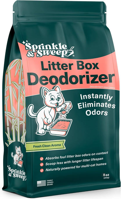 Sprinkle & Sweep: Litter Box Deodorizer - 8Oz Bag - Cat & Kitten Home Odor Neutralizer, Ultra-Absorbent Formula, Non-Toxic & Safe, Pet Smell Control1