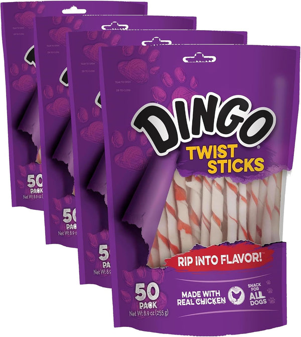 Dingo Twist Sticks Rawhide Dog Treat with Real Chicken, 50 Count | Long-Lasting Rawhide with Real Chicken, Provides Protein, Natural Chewing Action Promotes Clean Teeth, for Adult Dogs6