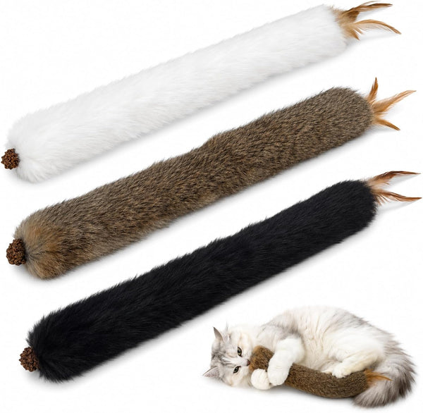 Agape Long Rabbit Fur Cat Toys, 3-Pack with Catnip & Silvervine | 3-Pack Soft Furry Cat Toys for Indoor Cats and Kittens, Great for Biting, Chasing, Bunny Kicking and Self Play7