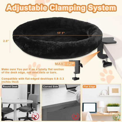 Cat Desk Bed - Ergonomic Cat Desk Perch Clamp for Remote Workers - Quality Desktop Suspended Cat'S Bed- Rotating Cats Hammock Desk with Removable Cover, Cat Bed Hold up to 50LBS4