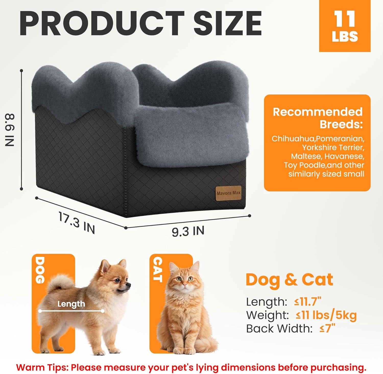 center-console-dog-car-seat-for-small-dogs-under-11lbs-grey-anti-collapse-safety-tether-faux-rabbit-fur-lined-pu-leather-cover-washable-puppy-seat-for-suv-truck-ideal-for-travel