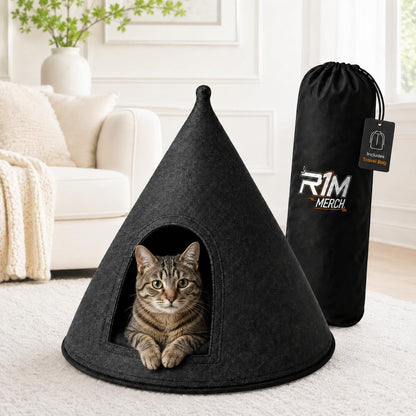Cat Bed - Cat Cave Premium Felt Cat Bed Enclosure for Indoor Cats and Other Pets, Stylish Indoor Pet House, Dark Grey (Medium)1