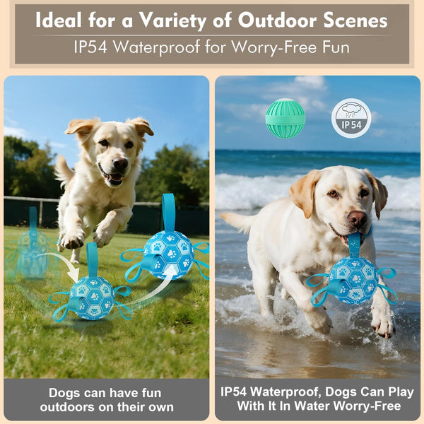 Interactive Dog Toys Dog Soccer Ball to Keep Them Busy,Durable Automatic Moving Jumping Dog Balls with Straps for Small/Medium/Large Dogs, USB Rechargeable,Not for Aggressive Chewers (Blue)4