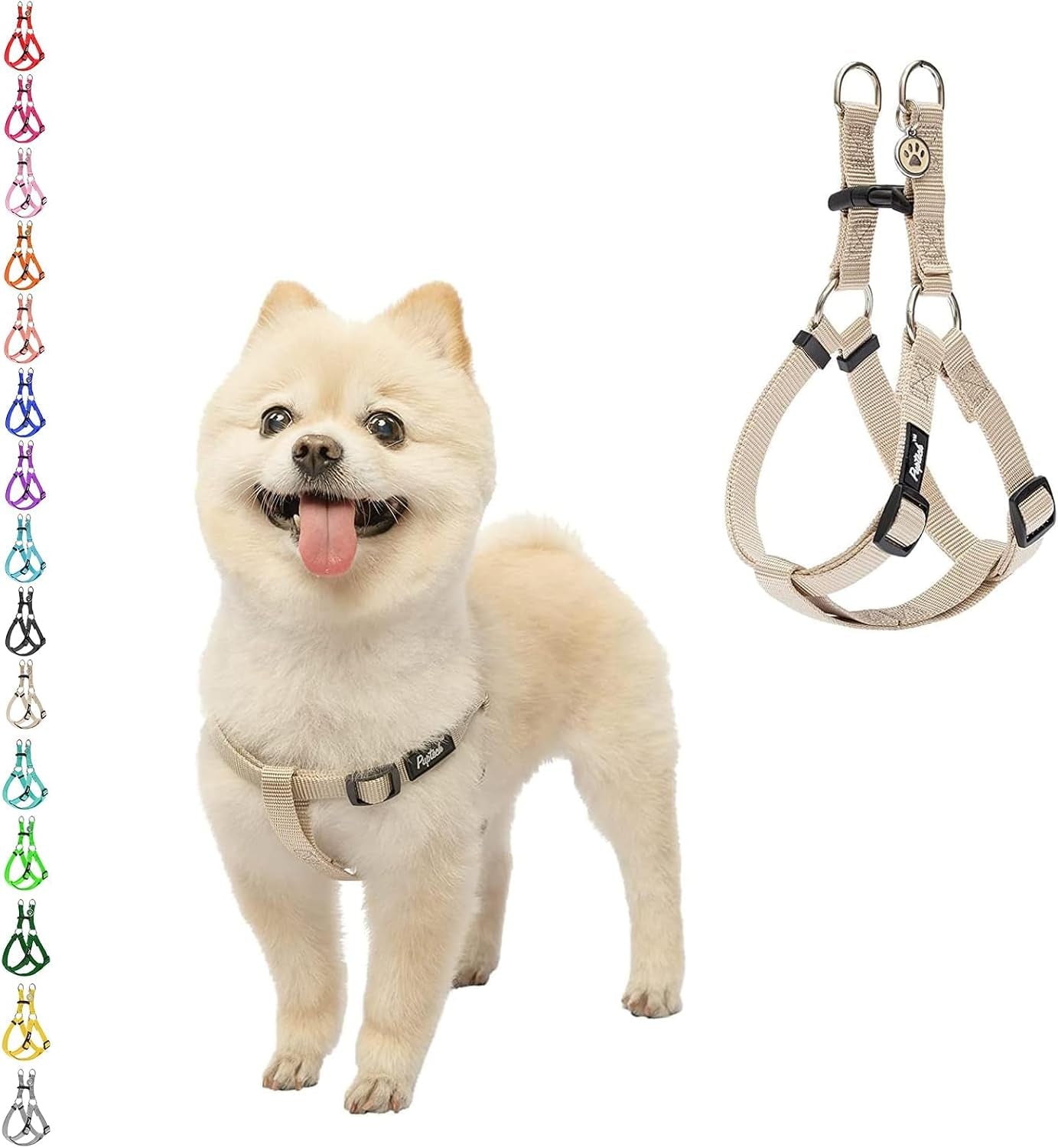 pupteck-no-pull-dog-harness-soft-adjustable-basic-nylon-step-in-puppy-vest-outdoor-walking-with-id-tag