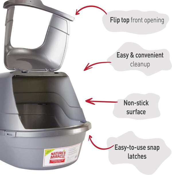 Nature'S Miracle Hooded Flip Top Cat Litter Box with Charcoal Filter | Easy to Clean with Flip Top & Simple Latches, Charcoal Filter Absorbs Odor, Non-Stick Surface Prevents Litter Build-Up4