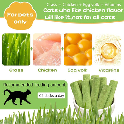 Meowly 110G Cat Grass ﻿Sticks for Cats, Natural Chicken Flavored Cat Grass ﻿Sticks for Teeth Cleaning and Hairball Remedy2