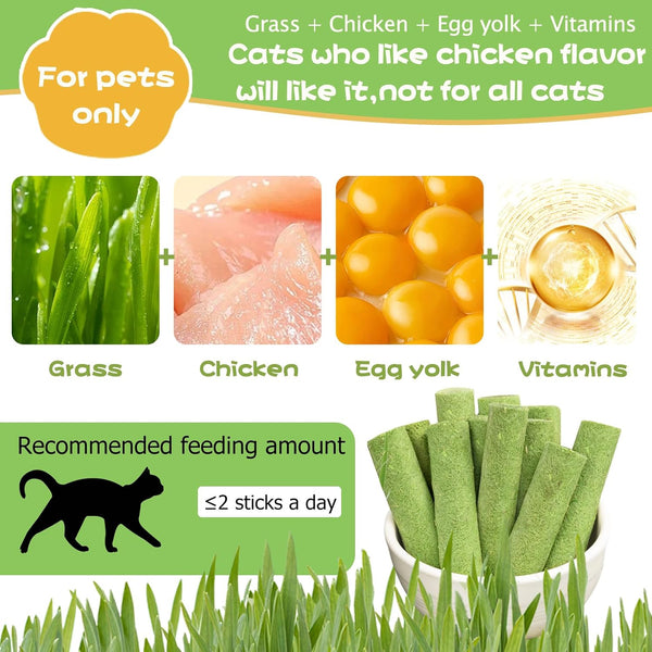 Meowly 110G Cat Grass ﻿Sticks for Cats, Natural Chicken Flavored Cat Grass ﻿Sticks for Teeth Cleaning and Hairball Remedy2