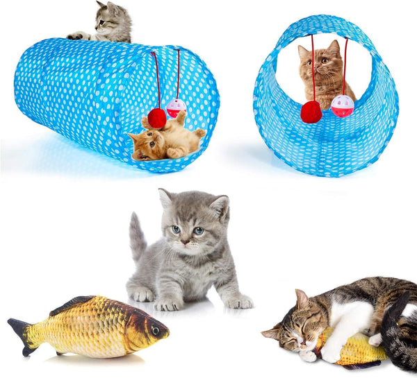 AILUKI 35PCS Cat Toys Variety Pack for Indoor Cats, Kitten Toys Set with Collapsible Cat Tunnel, Feather Wand, Plush Mice, Crinkle Balls & Interactive Cat Toys Bundle Storage Bag2