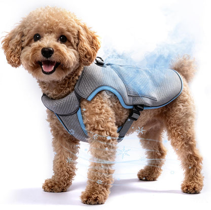 Mora Pets Dog Cooling Vest with Ice Packs, Reflective Adjustable Cooling Vest for Dogs with Leash Ring for Hot Weather Cooling Harness for Large Medium Dogs Grey(Pdv-Gel-Gl)9