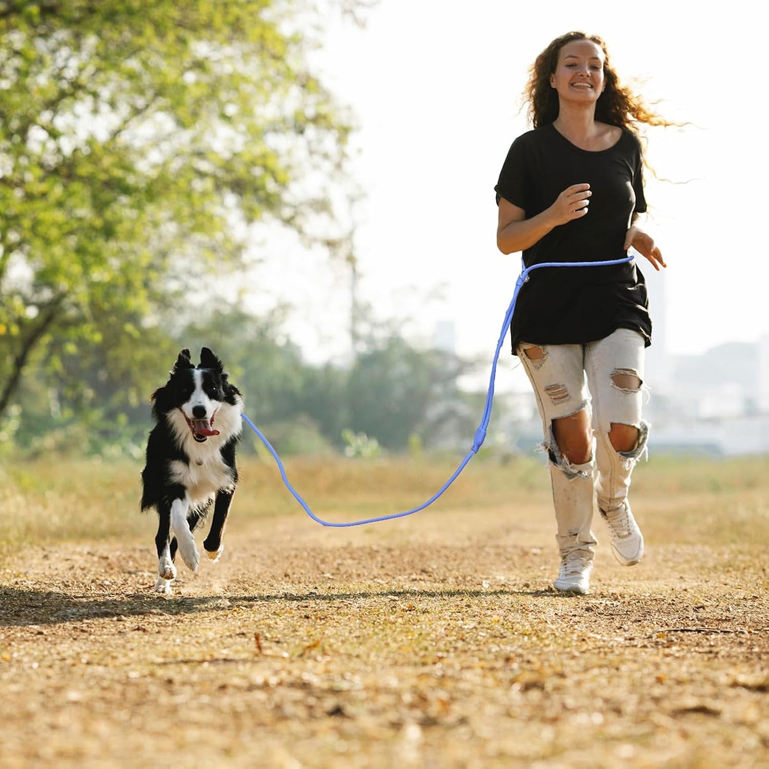 9-in-1-hands-free-dog-leash-crossbody-waist-blue-small-dogs-adjustable-waterproof-no-pull-dog-collar-harness-leash-set-heavy-duty-slip-lead-fits-8-120lbs