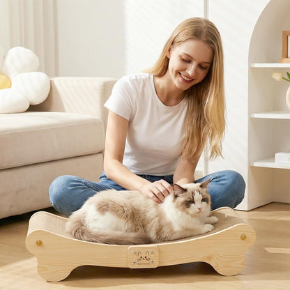 NOCOEX Sisal Cat Scratcher Bed: Wood Scratch Board Hammock for Indoor Cats | Natural Solid Wood Curved Frame Lounger Sleep Scratching Pad Post Large Cats 45 Lbs, Easy Assembly Modern Furniture Protector8