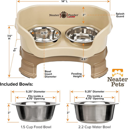 Neater Feeder Deluxe Mess-Proof Elevated Dog Bowls for Small Dogs (Up to 19 Lbs), 2 Height Adjustable (6” & 7.5”) No-Spill Raised Dog Bowl Stand, Stainless Steel Food Bowl Set, Made in USA, Cappuccino8