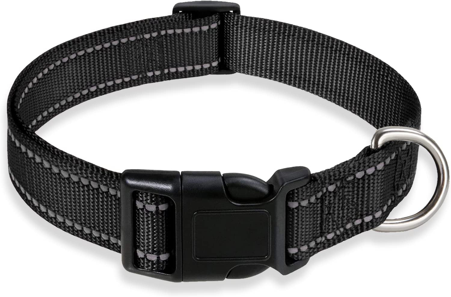 reflective-dog-collar-with-buckle-adjustable-safety-nylon-collars-for-small-medium-large-dogs-pink-m-breathable-nylon-collars-for-small-medium-large-dogs-no-chafing-on-walks-and-outdoor-hikes-metal-d-ring-night-safety