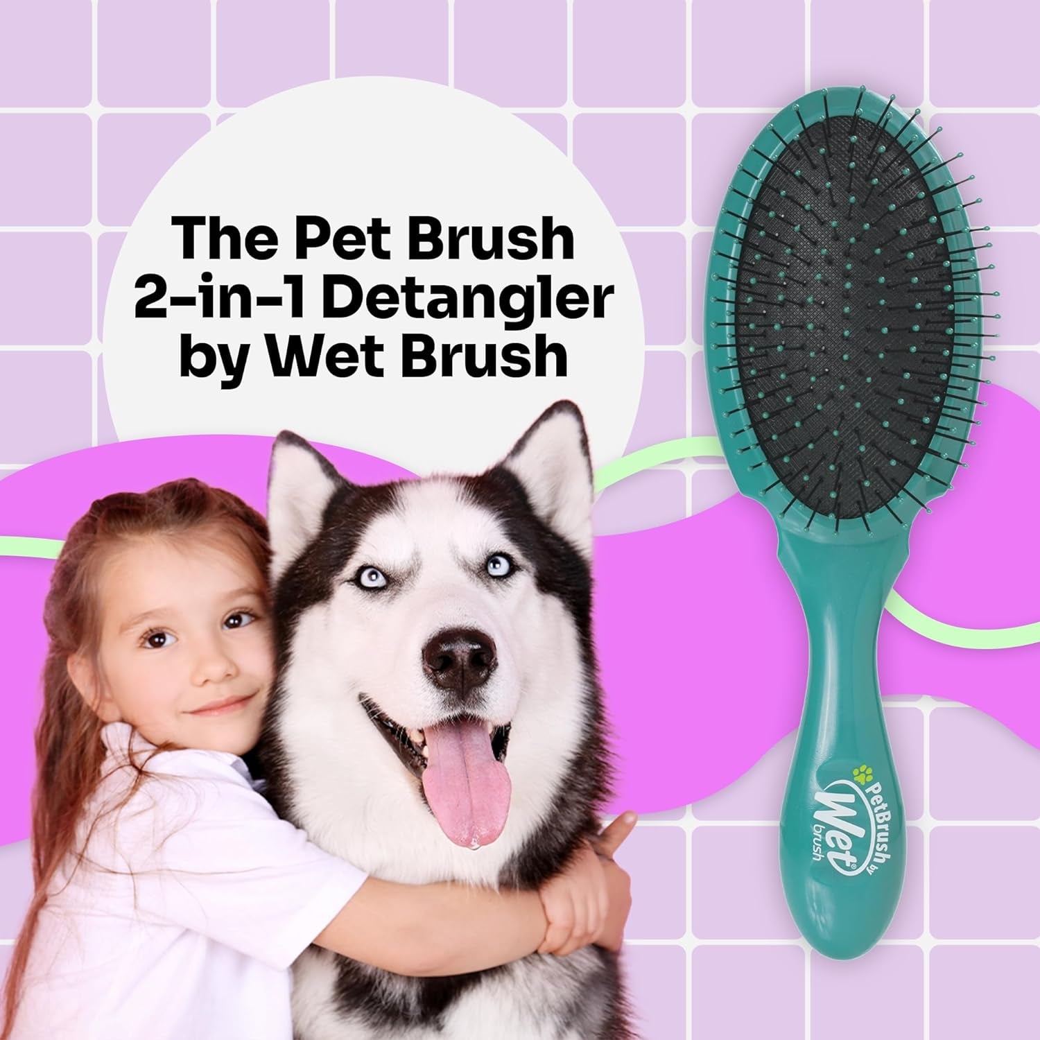 wet-brush-ultimate-dual-sided-detangling-brush-ultra-soft-intelliflex-bristles-removes-loose-hair-dirt-for-dogs-cats-rabbits-teal
