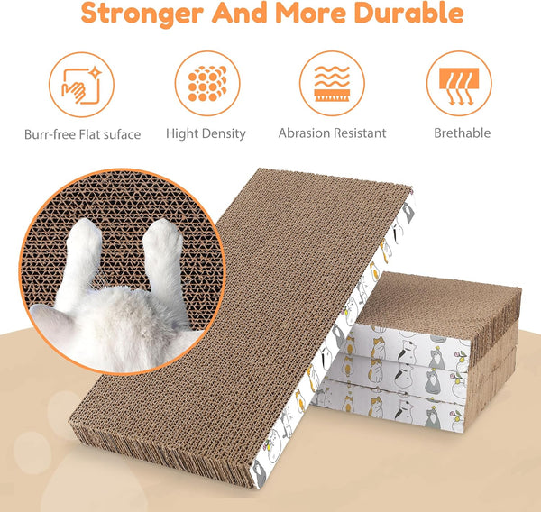 Patiencet Cat Scratch Pad with Box, 4 Pack Cardboard Cat Scratcher Lounge Bed for Indoor Cats, Reversible Corrugated Scratching Board Refill with Catnip5