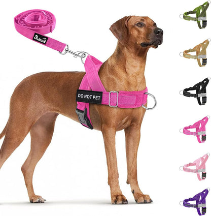 Slowton No Pull Dog Harness - Heavy Duty Dog Harness and Leash Set for Medium Large Dogs, Reflective Tactical Harness with Soft Padded and Front Clip for Easy Walk and Training (Black L)18