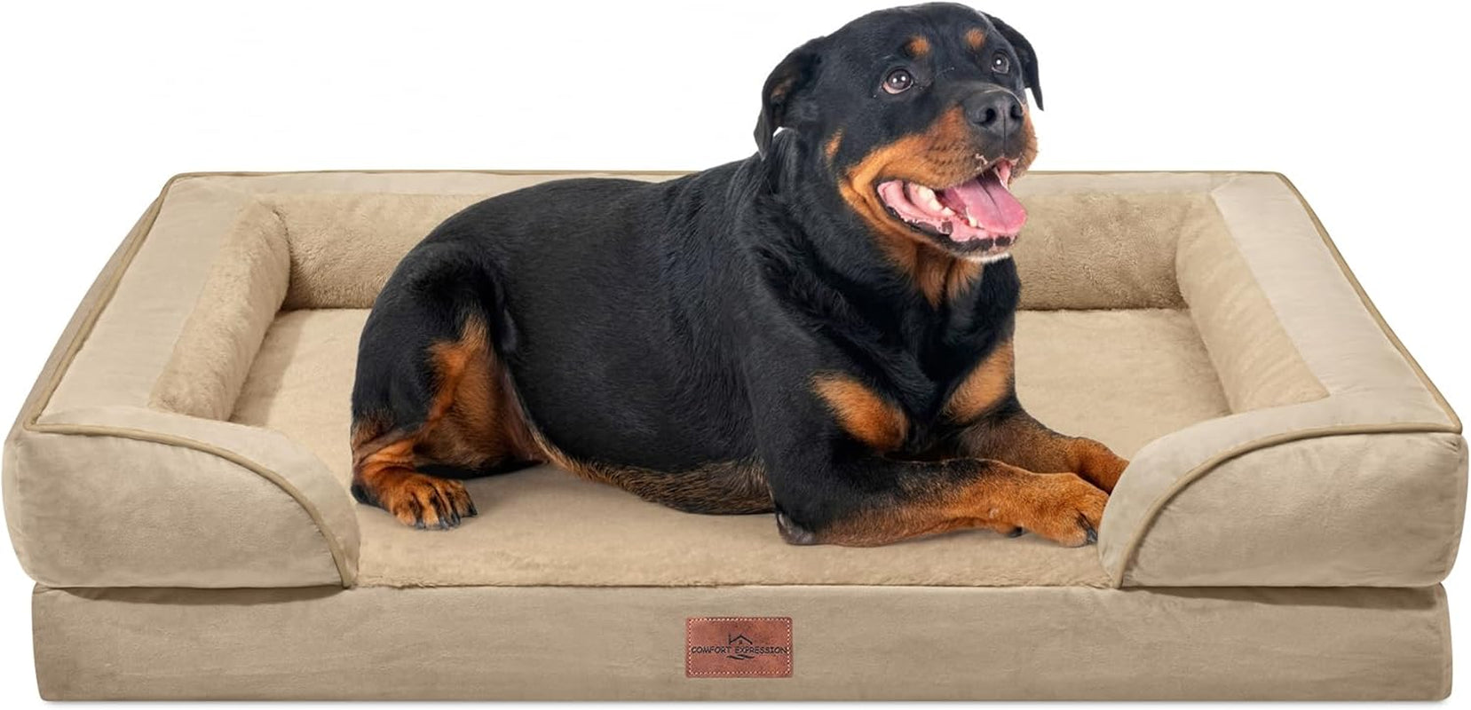 comfort-expression-orthopedic-dog-bed-for-extra-large-dogs-with-bolster-waterproof-dog-couch-bed-with-washable-cover-non-slip-bottom-supportive-egg-crate-foam-xl-pet-bed-42x30-inch