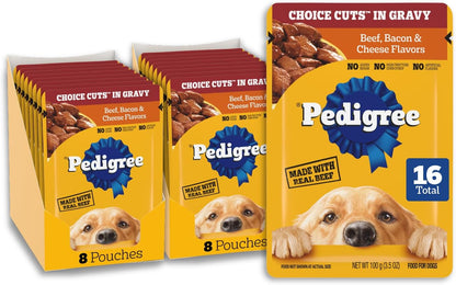 Pedigree Choice Cuts Wet Dog Food Pouch, Protein Variety, 3.5 Oz, 30 Count | Beef, Chicken & Filet Mignon, No Added Sugars or Artificial Flavors, 36 Vitamins & Minerals, 50%+ Water, Complete & Balanced20
