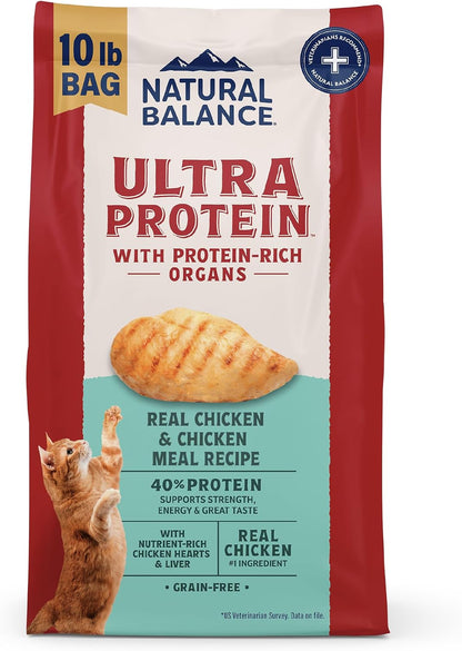 Natural Balance Ultra Protein Dry Cat Food, Real Salmon & Chicken Meal Recipe with Chicken Liver & Chicken Hearts - 10 Lbs.10
