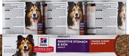 Hill'S Science Diet Sensitive Stomach & Skin Wet Dog Food | #1 Veterinarian Recommended, Adult Formula, Turkey & Rice, 12.5 Oz. Cans, 12-Pack14