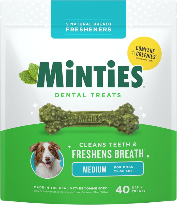 Minties Dog Dental Bone Treats, Tiny/Small Dental Dog Treats, 16 Ounces, Cleans Teeth, Fight Bad Breath, Removes Plaque and Tartar, 40 Count13